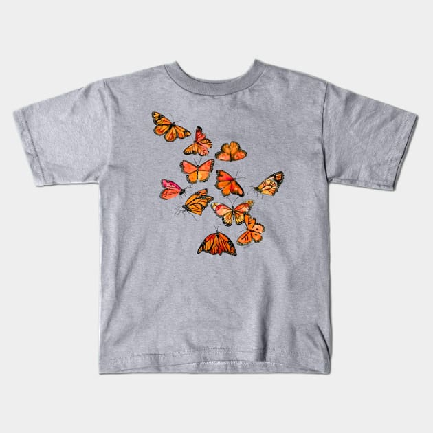 Monarch Butterflies Kids T-Shirt by Limezinnias Design